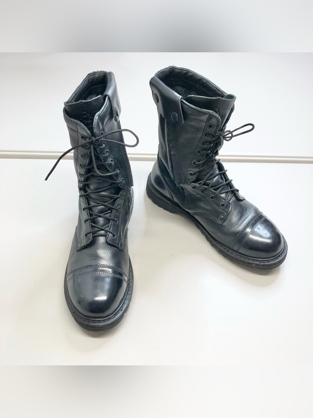Rocky 2090 10" Paraboot Black Leather Boots Men's 11.5 Wide M EU 45 Zipper